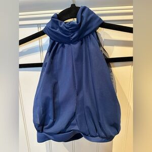 WEISSMAN Extra Small Adult Blue Open Back Turtle Neck Dance Top